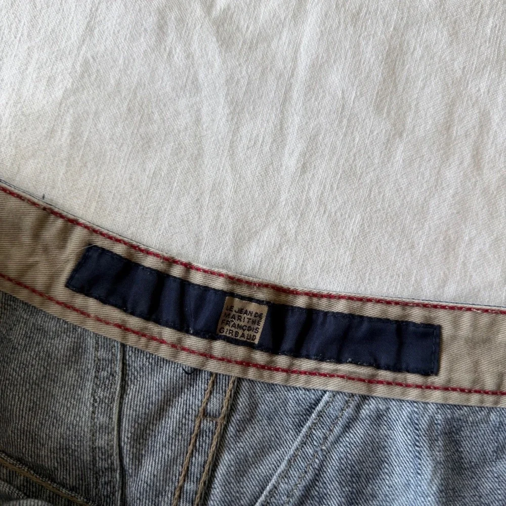 Marithe Francois Girbaud Baggy Wide Leg Denim Jean Medium Wash Distressed Sz 36S